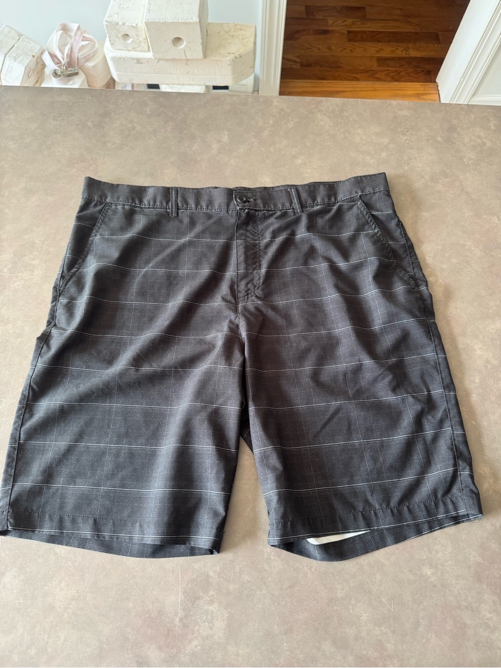 Men's Black Swim Shorts - Classic Plaid